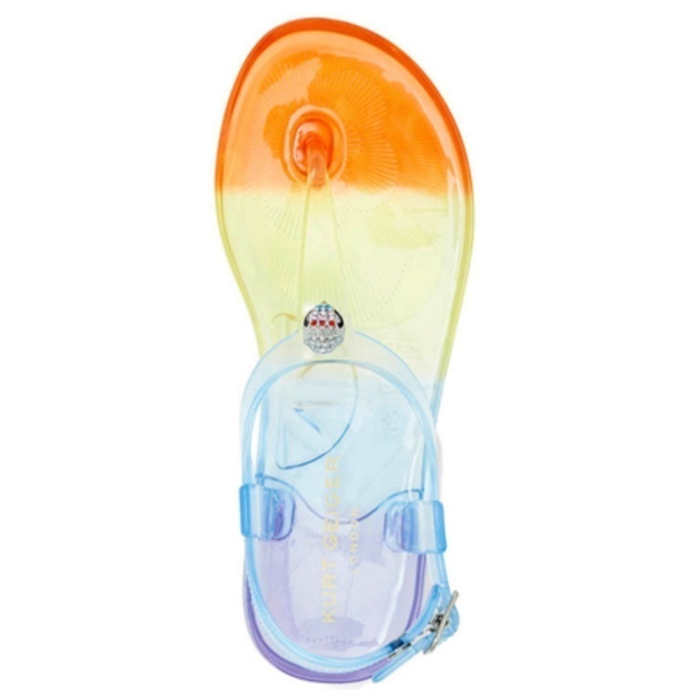 Kurt Geiger Kids Mini Maddison Multicolor Rainbow Coastal Jelly Thong Sandals - Picture 5 of 14